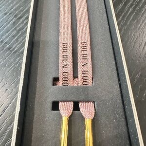 Golden Goose Pink Shoelaces with Gold Tips